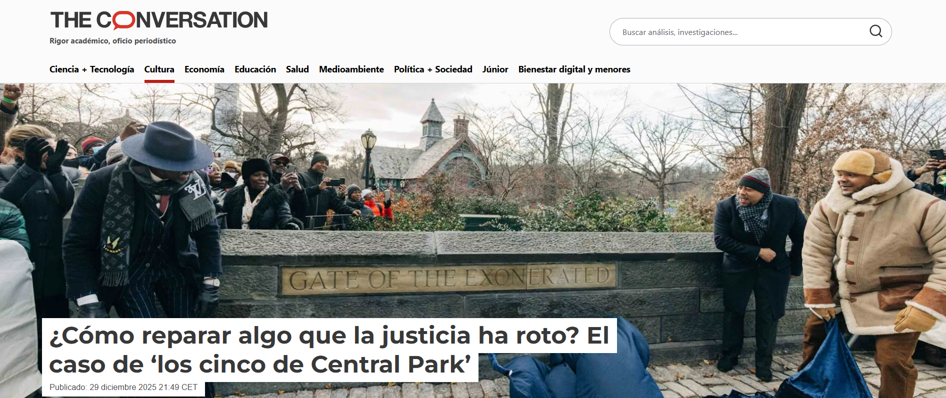 The Conversation España: ¿Cómo reparar algo que la justicia ha roto? El caso de ‘los cinco de Central Park’